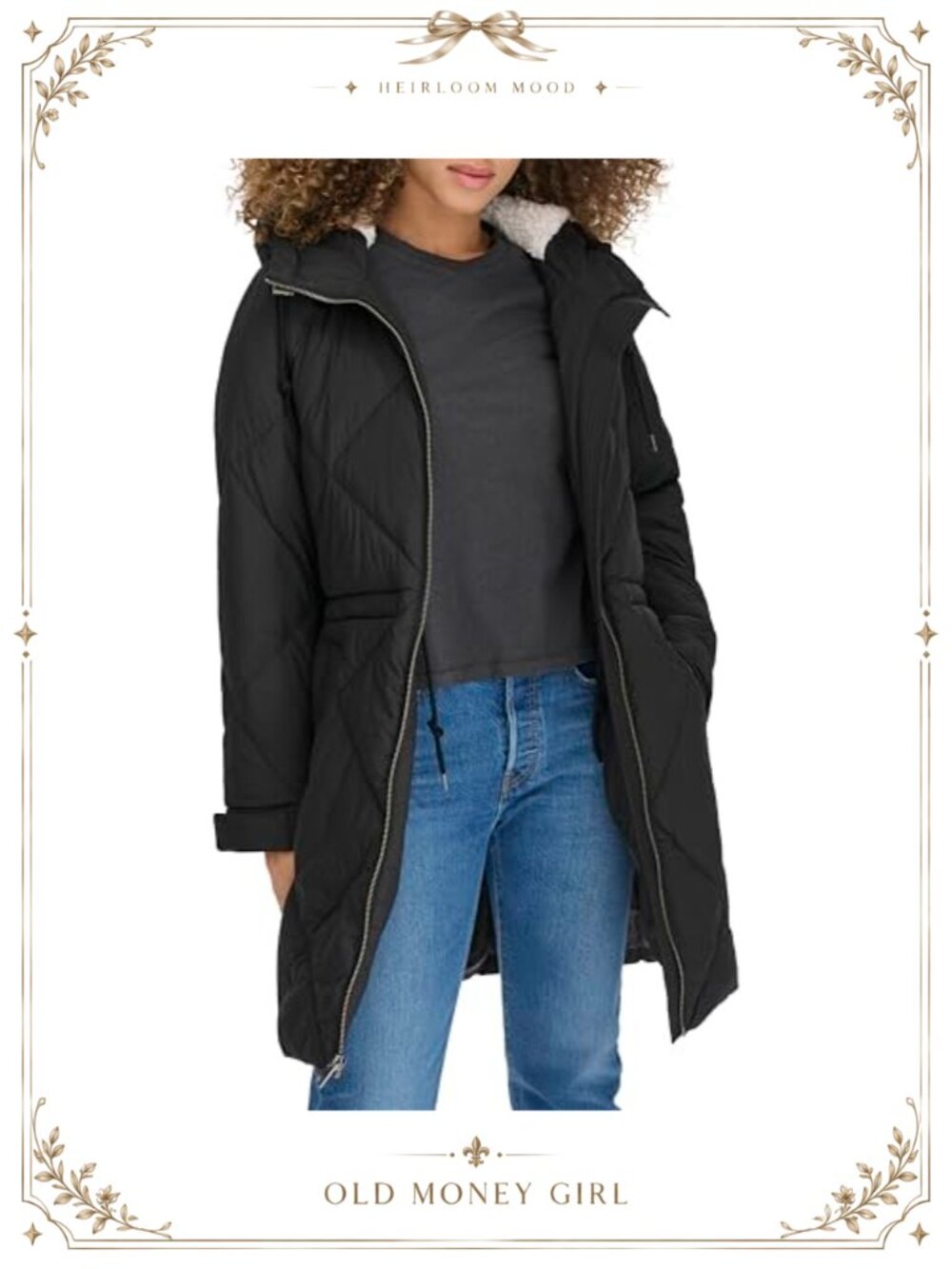 Sherpa Lined Diamond Quilted Long Parka Jacket Down Alternative Coat